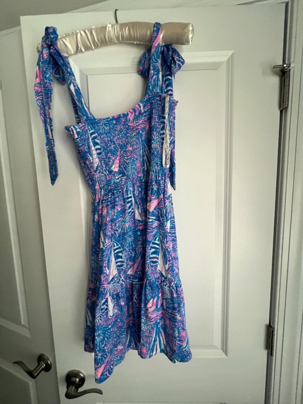 NWT Lilly Pulitzer Kailua Smocked Dress Boca Blue Its A Sailabration XS - Picture 4 of 7